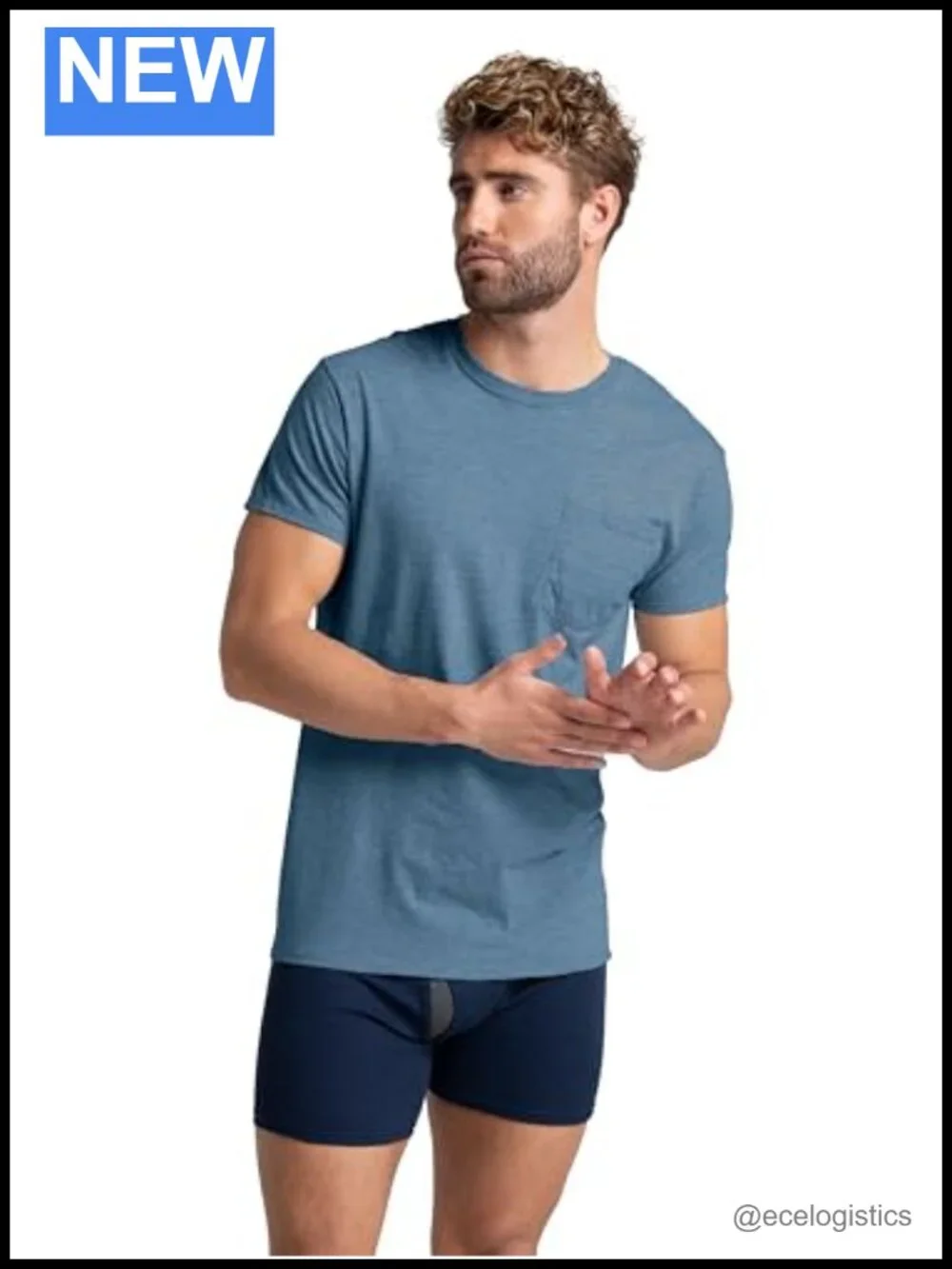 Men's Pack of 3 Short Sleeve Pocket T-Shirts, Moisture Wicking Undershirts, Tag